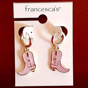 Francesca's Cowboy Boot Earrings - Pink